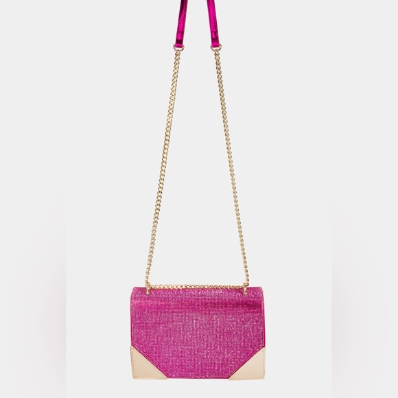 Fame Handbags - Fame Rhinestone Studded Rectangle Crossbody Bag